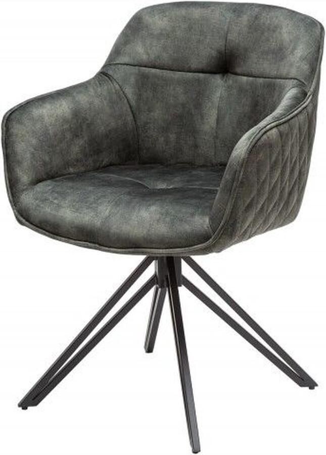 Invicta Interior Draaibare design stoel EUPHORIA donkergroen fluweel met armleuning metalen frame zwart 40261 - Foto 3