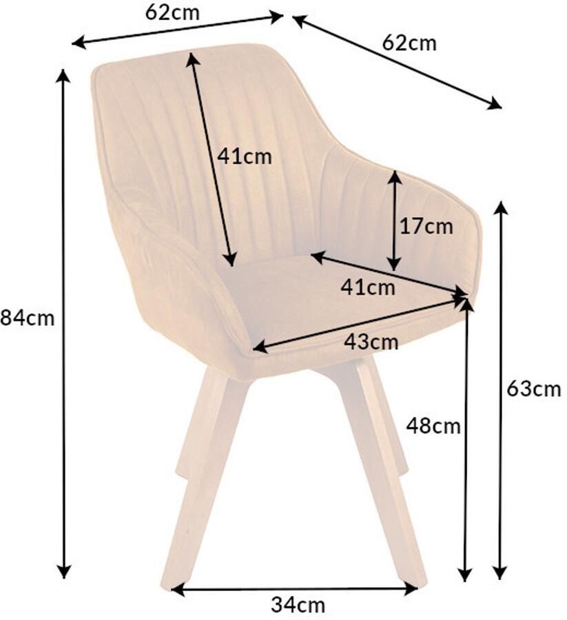 Invicta Interior Draaibare design stoel LIVORNO mosterdgeel fluweel beukenhouten poten met armleuningen 41310