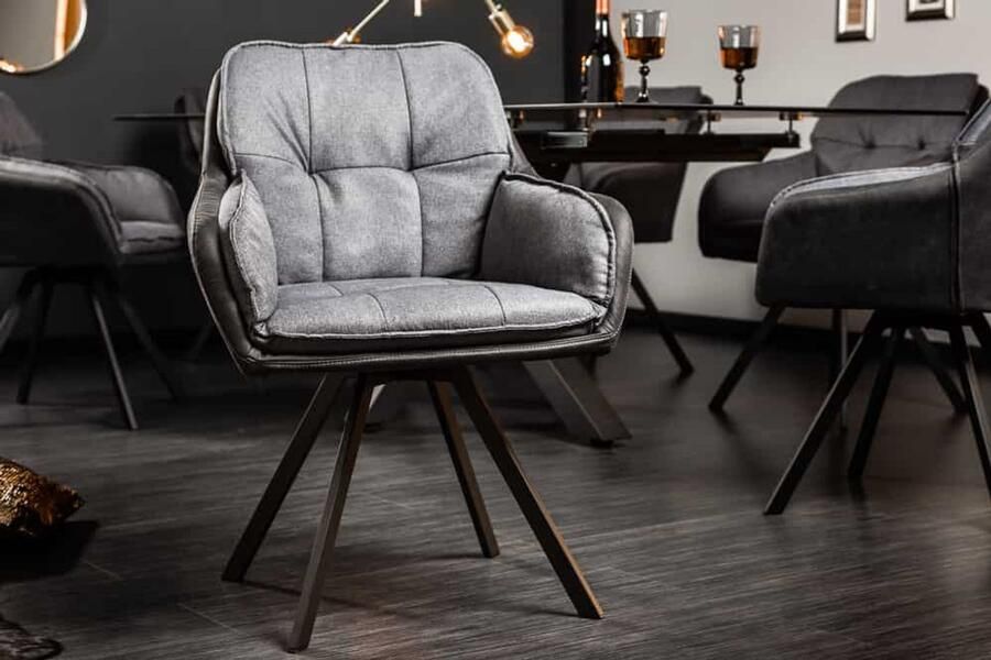 Invicta Interior Draaibare designstoel MR. LOUNGER antracietgrijs microvezel flatweave met armleuning 39301 - Foto 2