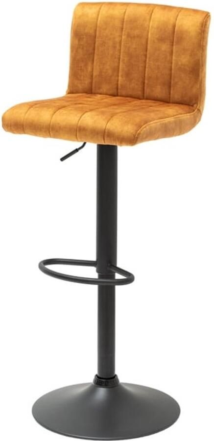 Invicta Interior Draaibare retro barkruk PORTLAND mosterdgeel fluwelen barkruk 41422