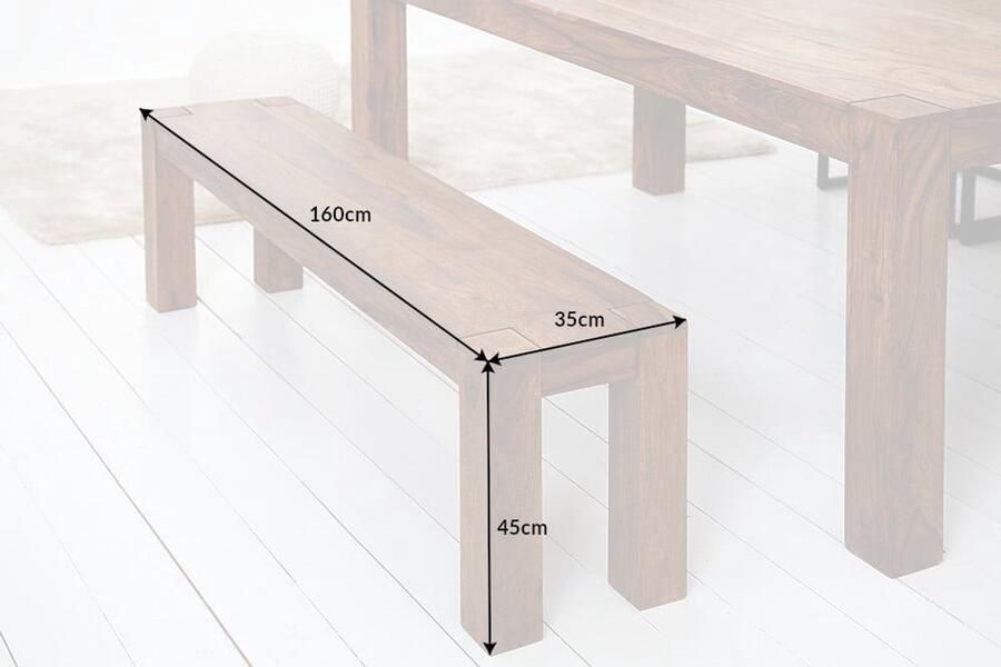 Invicta Interior Massieve bank MAKASSAR 160cm Sheesham houten bank unieke korrel 15520 - Foto 2