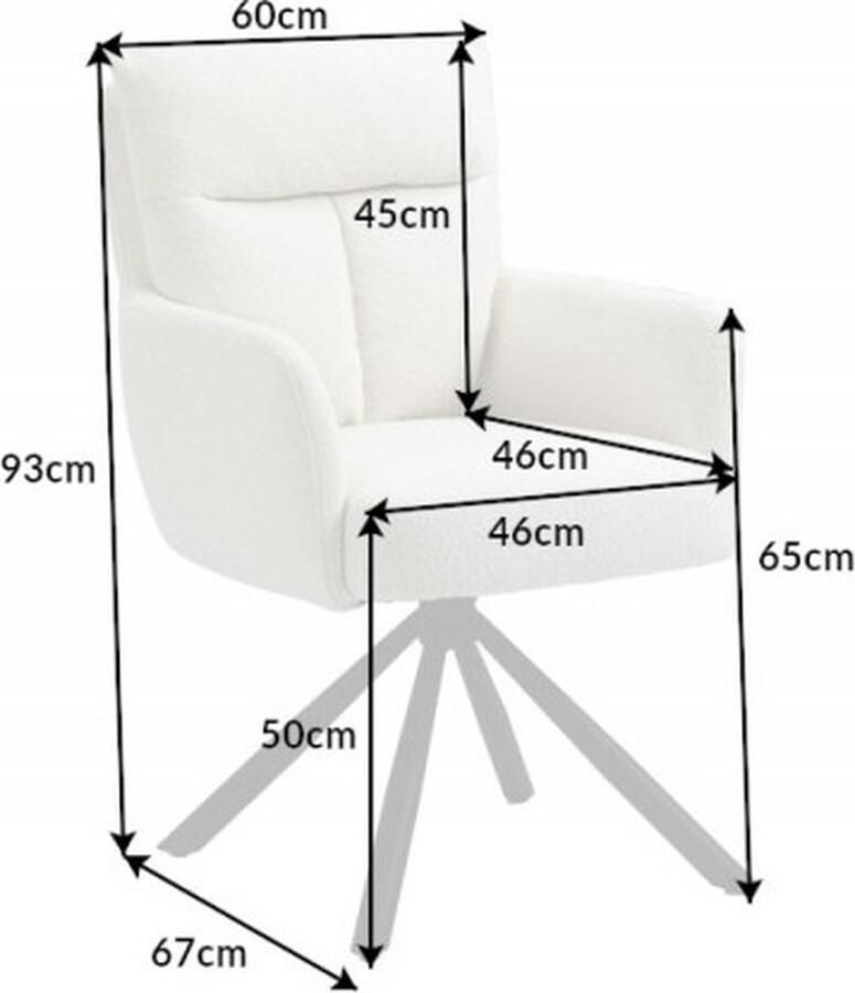 Invicta Interior Draaibare retro stoel BIG GEORGE wit Bouclé met armleuningen Bonell veerkern 42420 - Foto 2