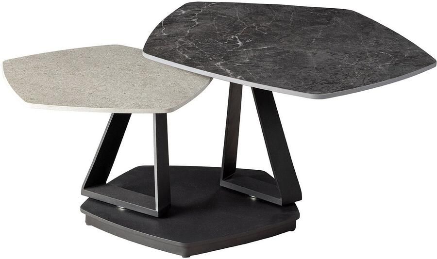 Invicta Interior Draaibare salontafel MOVEMENT antraciet grijs keramiek vijfhoekig zwart metalen onderstel 46420 - Foto 2