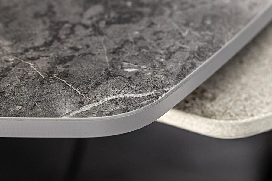 Invicta Interior Draaibare salontafel MOVEMENT antraciet grijs keramiek vijfhoekig zwart metalen onderstel 46420