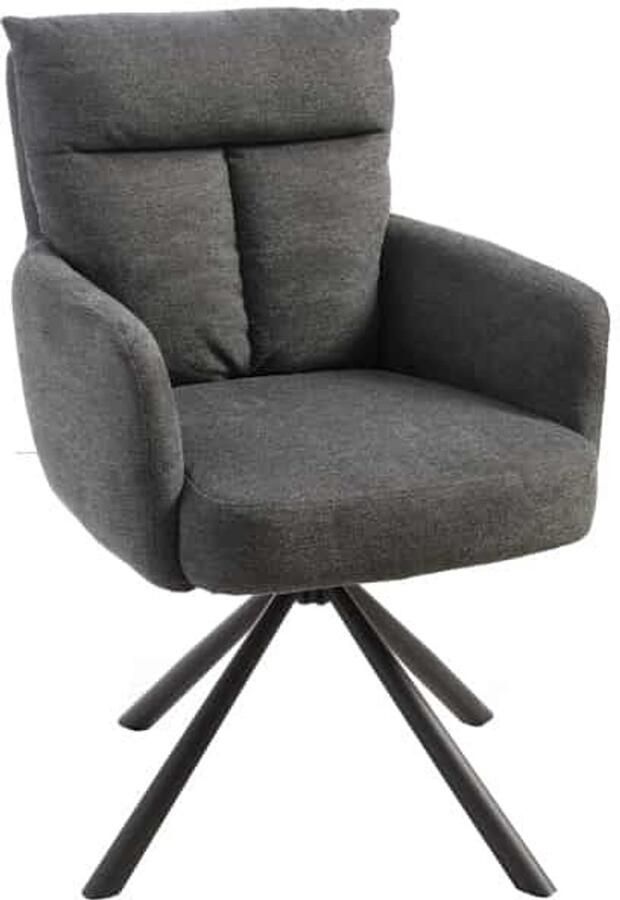 Invicta Interior Draaibare retro stoel BIG GEORGE grijs met armleuningen en Bonell veerkernvulling 42082