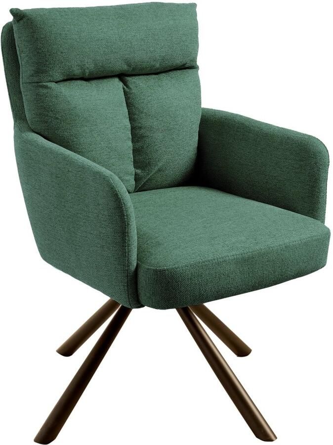 Invicta Interior Draaibare retro stoel BIG GEORGE groen met armleuningen en Bonnell veerkern bekleding 42084