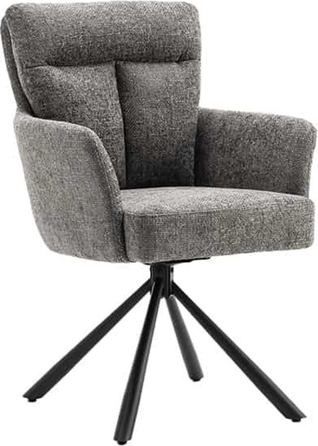 Invicta Interior Draaistoel BIG GEORGE grijze structuurstof met zwart metalen armleuning 44439 - Foto 2