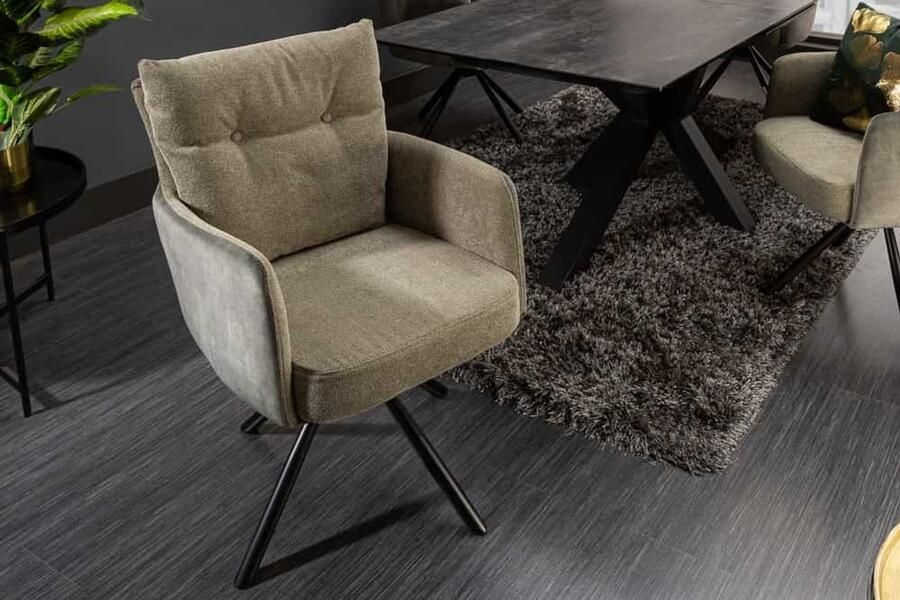 Invicta Interior Draaistoel BIG GEORGE Groen fluweel getextureerde stof fauteuil lente kern 40169