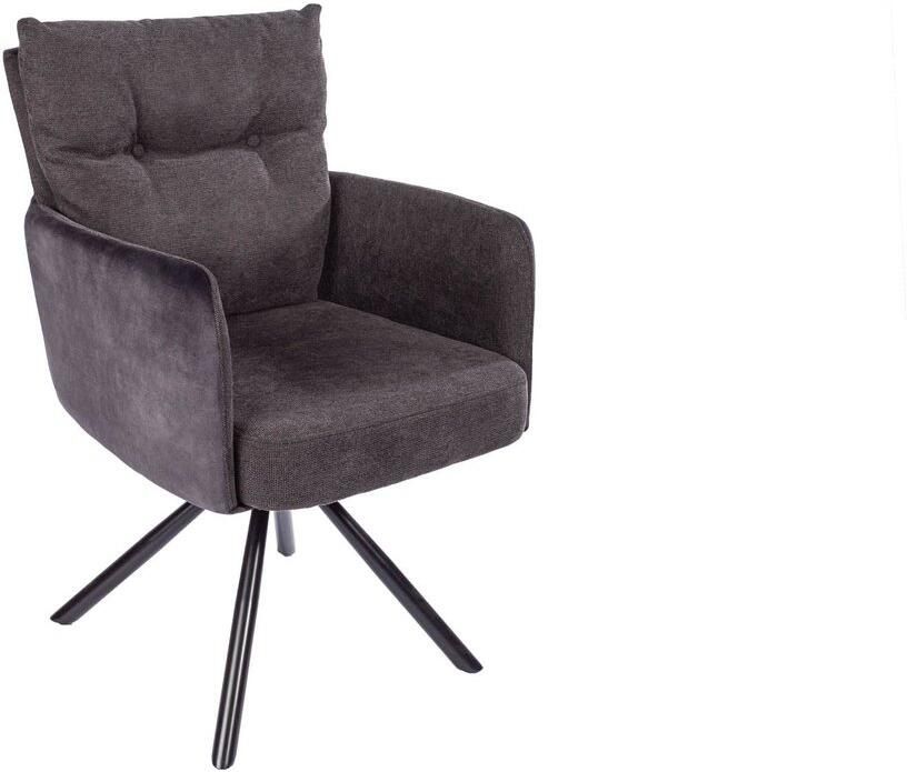 Invicta Interior Bureaustoel BIG GEORGE antraciet fluweel structuurstof armleuning stoel veerkern 40168