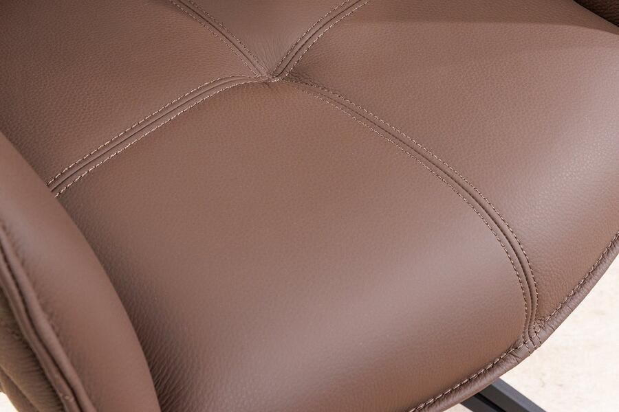 Invicta Interior Draaibare Design Stoel EUPHORIA Bruin Echt Leer Zwart Metalen Frame met Armleuning 45861 - Foto 3