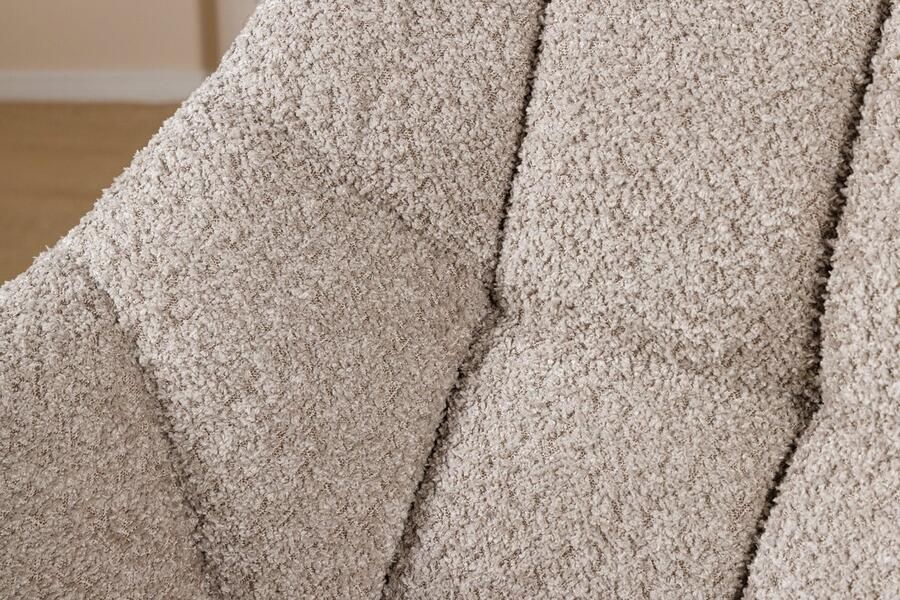 Invicta Interior PAPILLON beige bouclé bureaustoel met armleuning zwart metalen onderstel 44592 - Foto 2