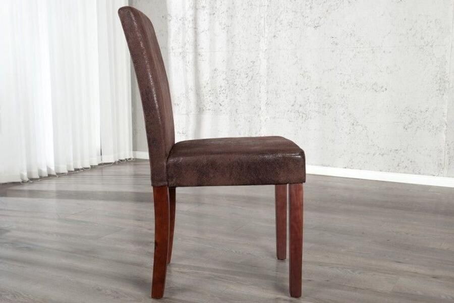 Invicta Interior Edele koloniale stoel GENUA sigaarbruin vintage look grenen massief houten poten 22207 - Foto 2