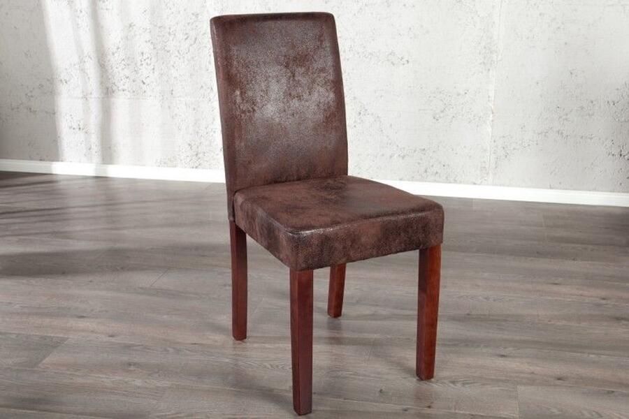 Invicta Interior Edele koloniale stoel GENUA sigaarbruin vintage look grenen massief houten poten 22207