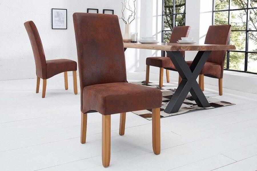 Invicta Interior Edele stoel Lumine Lustre vintage bruine massief houten poten in koloniale stijl - Foto 4