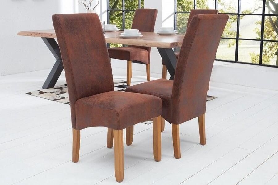 Invicta Interior Edele stoel Lumine Lustre vintage bruine massief houten poten in koloniale stijl - Foto 2