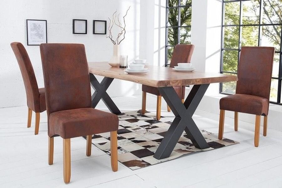 Invicta Interior Edele stoel Lumine Lustre vintage bruine massief houten poten in koloniale stijl - Foto 3