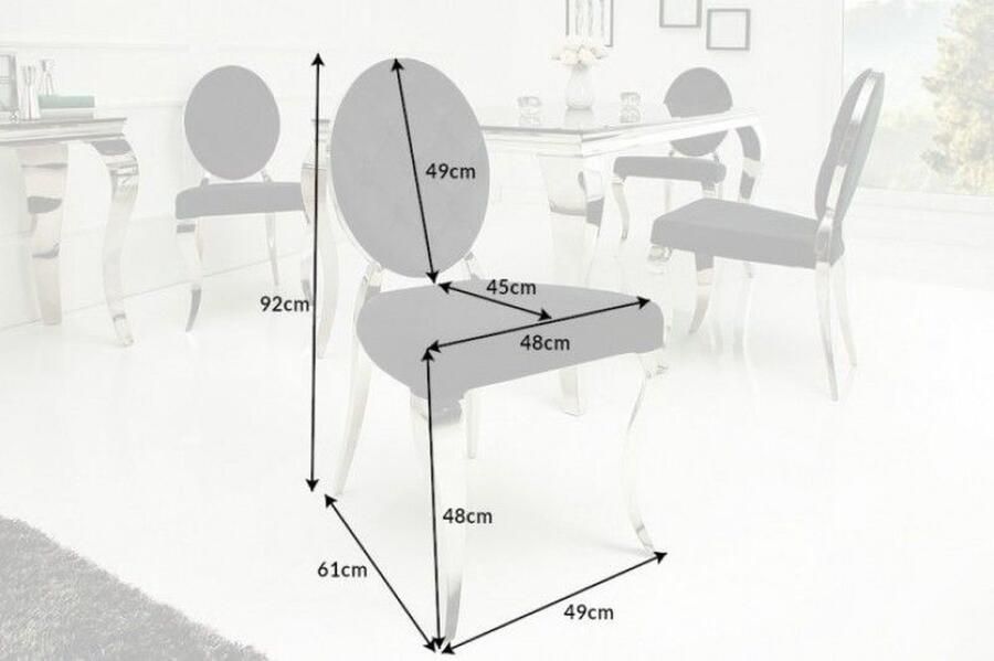 Invicta Interior Elegante stoel MODERN BAROQUE zwart fluweel met knopen roestvrijstalen poten 37354 - Foto 2
