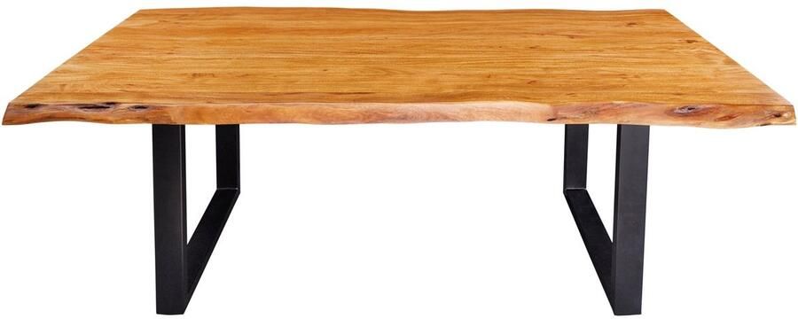 Invicta Interior Massief houten eettafel MAMMUT 200cm acacia U-frame zwart metalen boomrand 5cm tafelblad 43789 - Foto 2