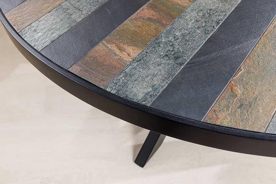 Invicta Interior Ronde eettafel MOUNTAIN SOUL 120cm zwart grijs natuursteen ijzeren sterrenframe 45672 - Foto 4