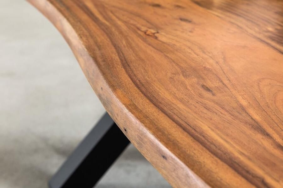 Invicta Interior Massief houten salontafel MAMMUT 120cm acacia honing afwerking X-frame zwart 2 5cm tafelblad 41654 - Foto 2