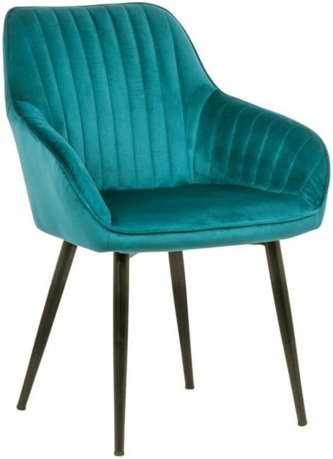 Invicta Interior Elegante armleuningstoel TURIJN turquoise fluweel met decoratieve stiksels 38788 - Foto 4