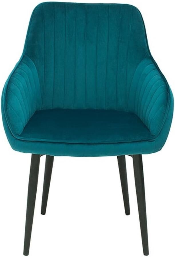 Invicta Interior Elegante armleuningstoel TURIJN turquoise fluweel met decoratieve stiksels 38788