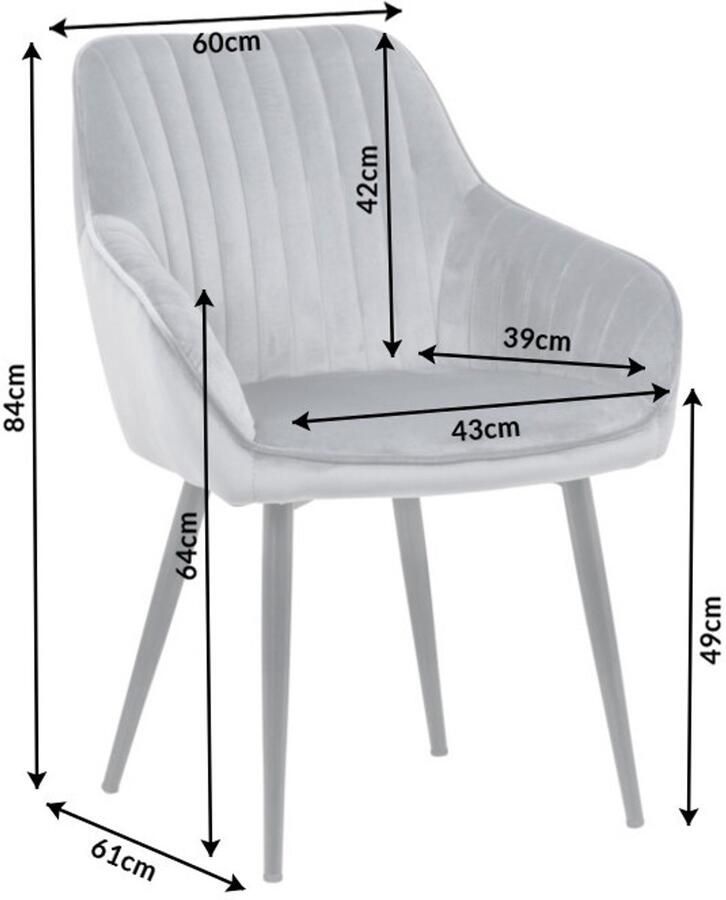 Invicta Interior Elegante armleuningstoel TURIJN zilvergrijs fluweel met decoratieve stiksels 38787