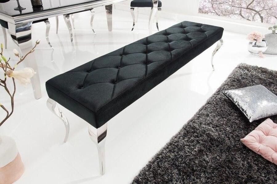 Invicta Interior Elegante bank MODERN BAROK 172cm zwart fluweel roestvrij staal 39160 - Foto 2