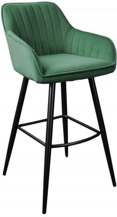 Invicta Interior Elegante barkruk TURIJN smaragdgroen fluweel met decoratieve gewatteerde barstoel met armleuning 40436