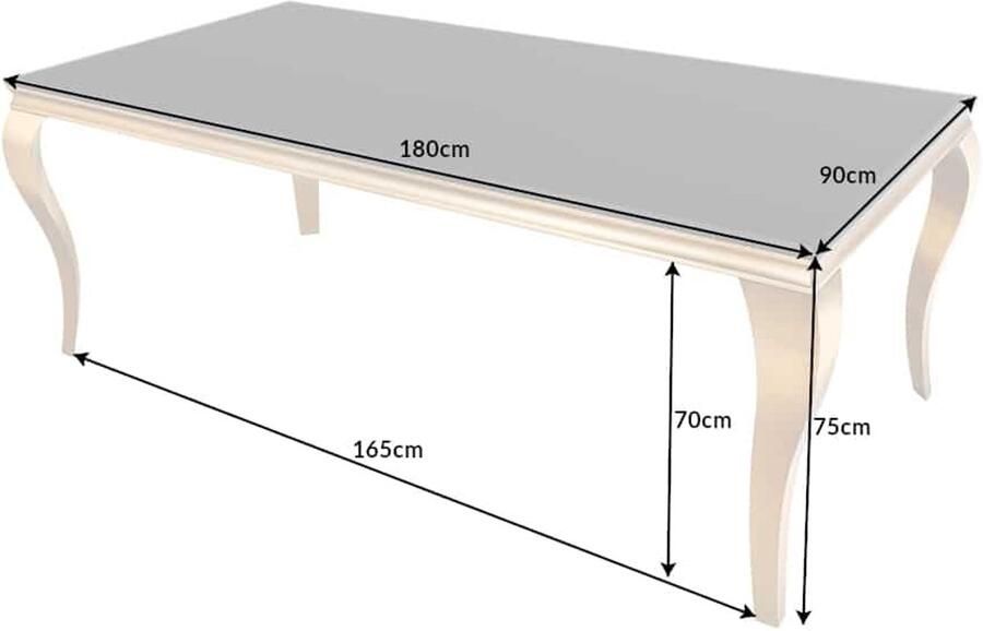 Invicta Interior Elegante design eettafel MODERN BAROK 180cm zwart goud roestvrijstalen opaalglas tafelblad 42309 - Foto 2