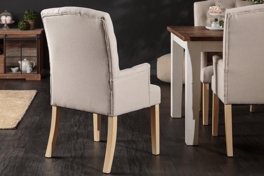 Invicta Interior Elegante fauteuil CASTLE beige met Chesterfield stiksels in landelijke stijl 40073