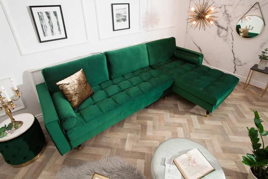 Invicta Interior Hoekbank Cozy Velvet II Smaragdgroen 260cm Fluweel (Links + Rechts monteerbaar) 40274 - Foto 2