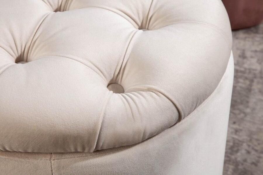 Invicta Interior Elegante kruk MODERN BAROK 50 cm champagne fluwelen opbergmand 40738