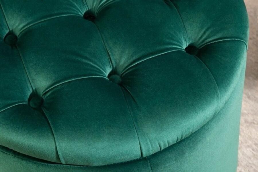 Invicta Interior Elegante kruk MODERN BAROQUE 50cm donkergroene fluwelen opbergmand 40737 - Foto 2