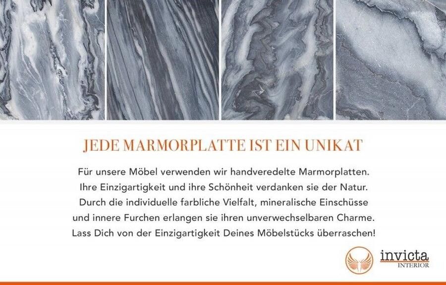 Invicta Interior Elegante salontafel DIAMOND 70cm grijs zwart met marmeren blad 40394 - Foto 2