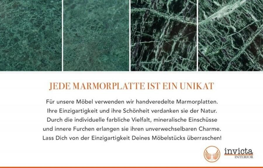 Invicta Interior Elegante salontafel DIAMOND 70cm groen messing met marmeren blad 40392 - Foto 4