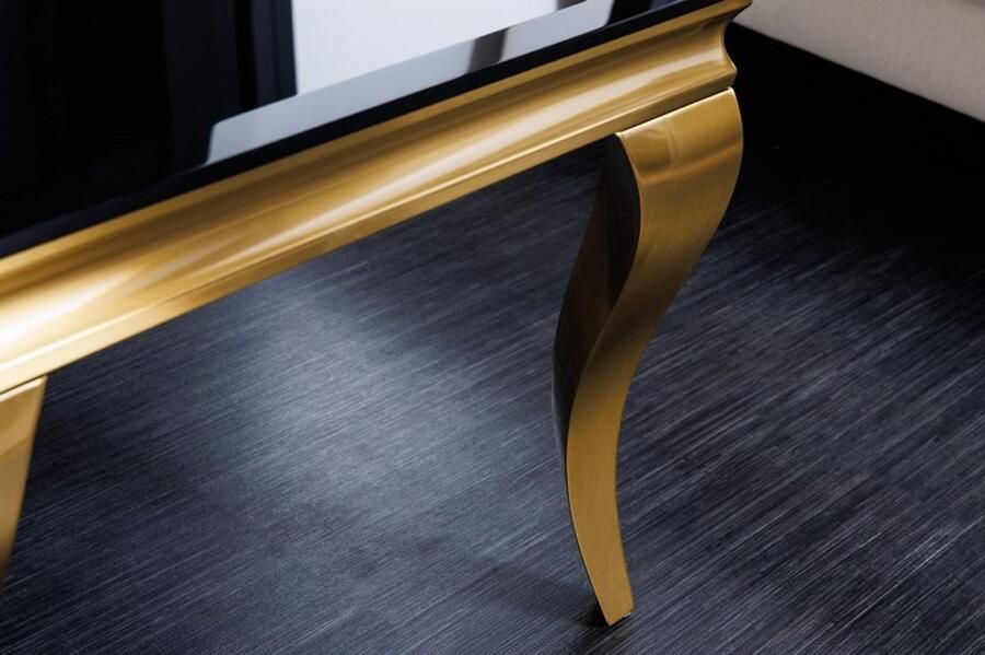 Invicta Interior Elegante salontafel MODERN BAROK 100cm zwart opaalglas gouden poten 42315