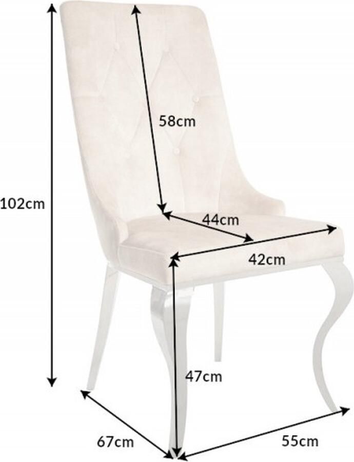 Invicta Interior Elegante stoel MODERN BAROK champagne fluweel met zilveren leeuwenkop 41506