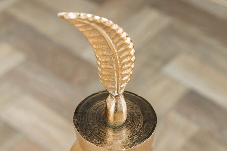 Invicta Interior Extravagante bijzettafel FEATHER 65cm goud glazen blad handgemaakt rond 42720