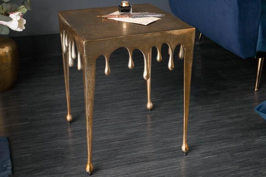 Invicta Interior Extravagante bijzettafel LIQUID LINE S 34cm goud druppelvormig design 40639 - Foto 4