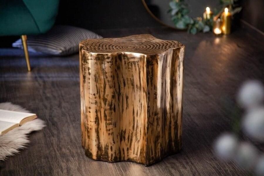 Invicta Interior Extravagante bijzettafel ORGANIC ORIENT 45cm goudkleurig metalen boomstamontwerp 40898