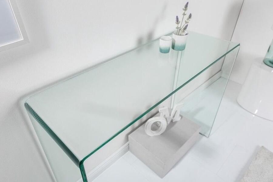 Invicta Interior Extravagante glazen consoletafel Opaline Finesse 100 cm transparant bureau volledig glazen tafel - Foto 2