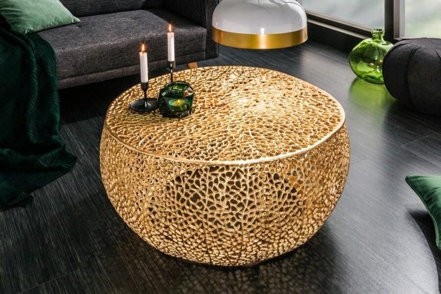 Invicta Interior Filigraan design salontafel Elysian Essence LEAF 80cm goud handgemaakt - Foto 2