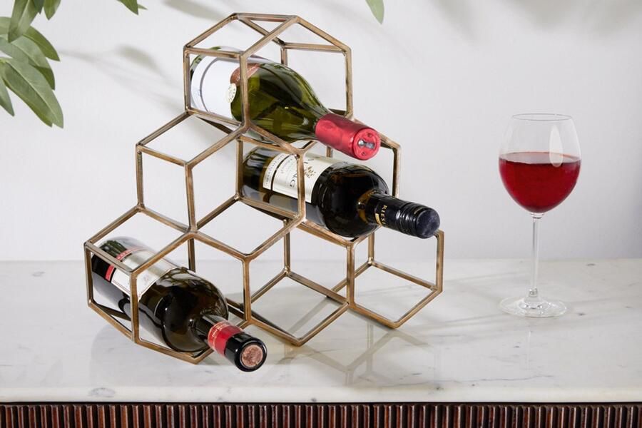 Invicta Interior Filigraan design wijnrek HONINGRAAT 35cm goud metaal handgemaakt 43192 - Foto 2