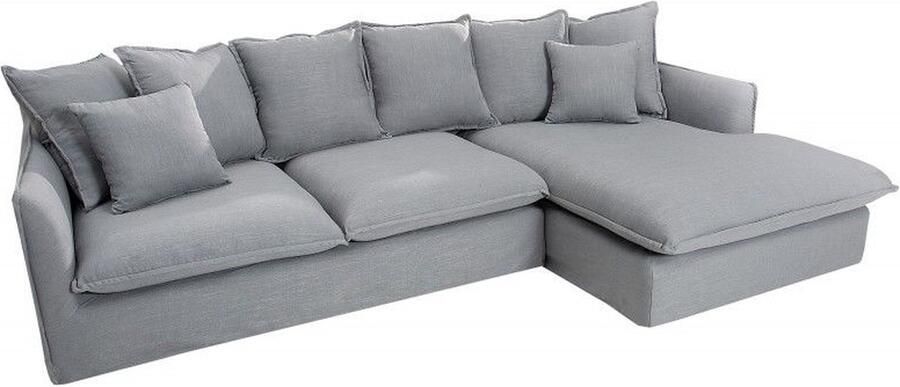 Invicta Interior Grote hoekbank HEAVEN 255cm grijze linnen stof inclusief kussens landelijke stijl 37647 - Foto 2