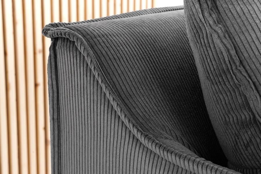 Invicta Interior Grote 3-zitsbank HEAVEN 200cm grijs corduroy veer afneembare hoes 43443 - Foto 3