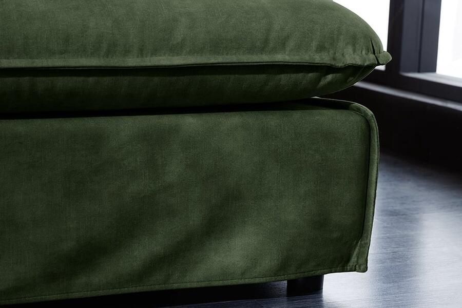 Invicta Interior Grote kruk HEAVEN 100cm donkergroen fluweel bankkruk in landelijke stijl wasbare hoes 40834