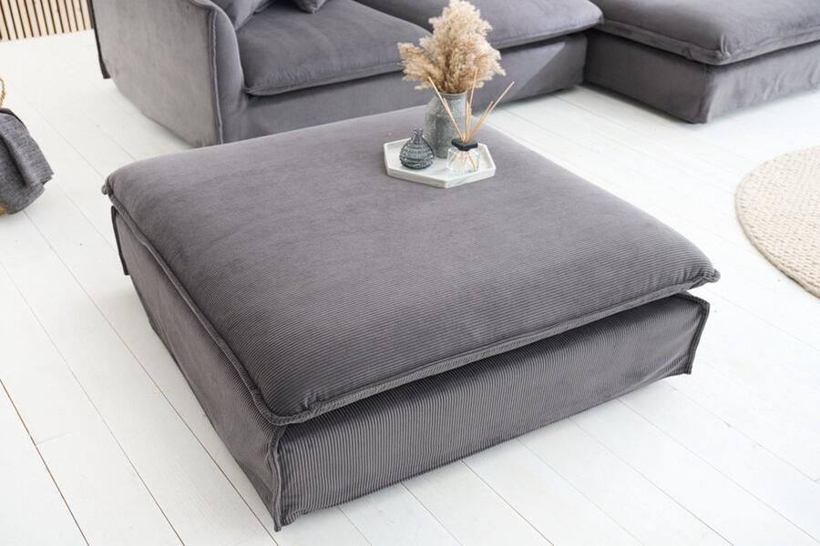 Invicta Interior Grote voetenbank HEAVEN 100cm grijs koord modern design 43444 - Foto 2