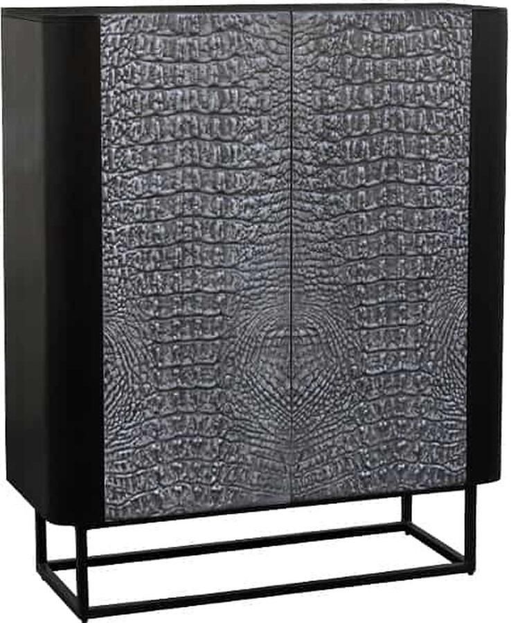 Invicta Interior Handgemaakt dressoir CROCO 120cm grijs zwart massief mangohout 3D design 44581 - Foto 2