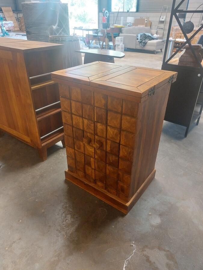 Invicta Interior Handgemaakte barkast MOSAICO 130cm bruin sheeshamhout steen afwerking 3D effect 39749 - Foto 4